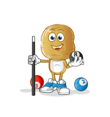 Patates kafa çizgi filmi bilardo karakterini canlandırıyor. çizgi film vektörü