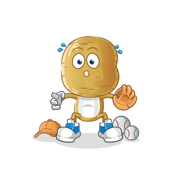 Patates kafalı çizgi film beyzbol tutucusu. çizgi film maskotu vektörü