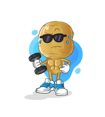 Patates kafalı çizgi film, dambıl taşıyıcısı. çizgi film karakteri