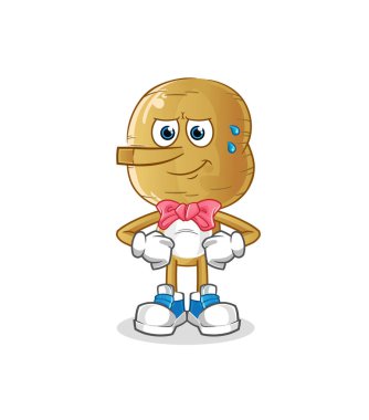 Patates kafalı çizgi film karakteri Pinokyo karakteri gibi yalan söylüyor. çizgi film vektörü