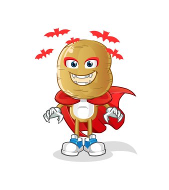 Patates kafalı çizgi film Drakula çizimi. karakter vektörü