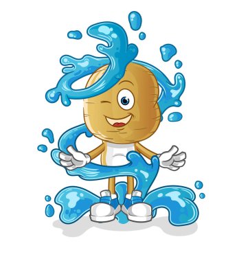 Patates kafalı, su maskotlu taze çizgi film. çizgi film vektörü