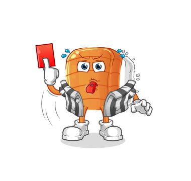 Kırmızı kart resimli suşi hakemi. karakter vektörü