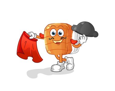 Kırmızı bez resimli suşi matadoru. karakter vektörü