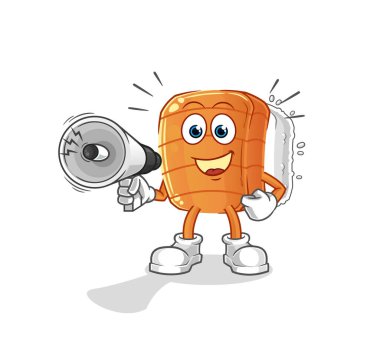 Hoparlör vektörüyle el ele tutuşan suşi. çizgi film karakteri