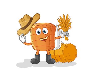 Suşi çiftçisi maskotu. çizgi film vektörü