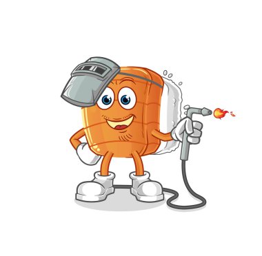 Suşi kaynakçısı maskotu. çizgi film vektörü