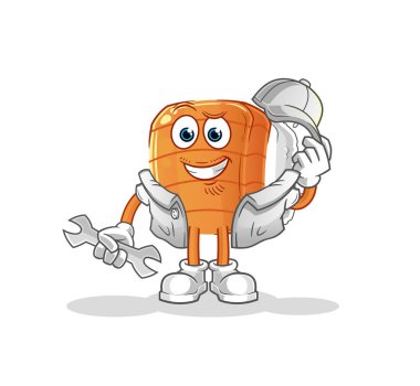 Suşi mekanik çizgi filmi. çizgi film maskotu vektörü