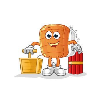 Sushi 'de dinamit fünyesi var. çizgi film maskotu vektörü