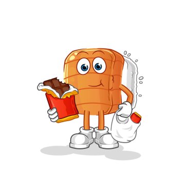 Suşi çikolata maskotu yer. çizgi film vektörü