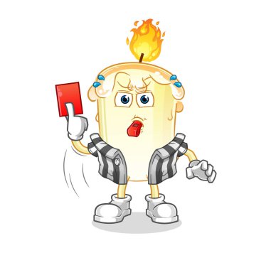 Kırmızı kart resimli mum hakem. karakter vektörü