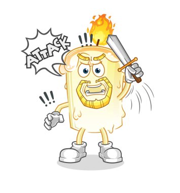 Mum şövalyeleri kılıçla saldırır. çizgi film maskotu vektörü