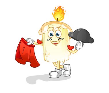 Kırmızı bez resimli mum matadoru. karakter vektörü