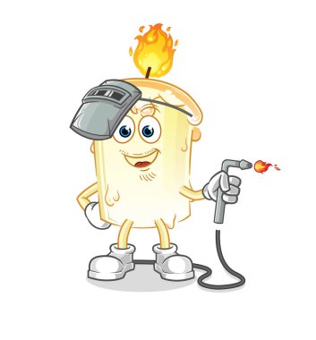 Mum kaynakçısı maskotu. çizgi film vektörü