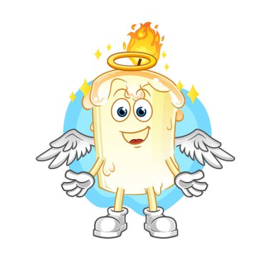 Kanat vektörlü mum melek. çizgi film karakteri