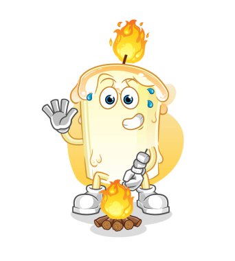 Kavrulmuş mum marşmelovu. çizgi film maskotu vektörü