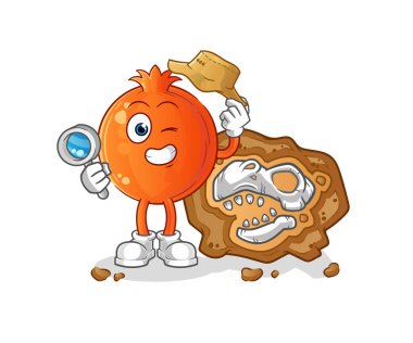 Fosil maskotlu nar arkeologları. çizgi film vektörü