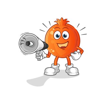 Hoparlörlerin el ele tutuşan nar vektörü. çizgi film karakteri