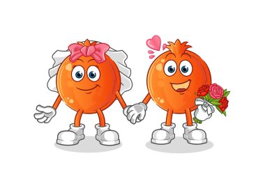 Nar düğün çizgi filmi. çizgi film maskotu vektörü