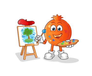 Nar sanatçısı maskotu. çizgi film vektörü