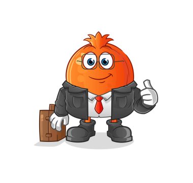 Nar ofis çalışanı maskotu. çizgi film vektörü