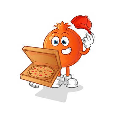 Nar pizzacı çocuk vektörü. çizgi film karakteri