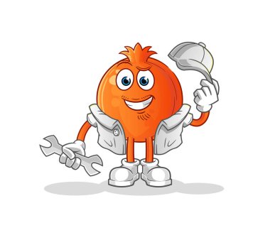 Nar mekanik çizgi filmi. çizgi film maskotu vektörü