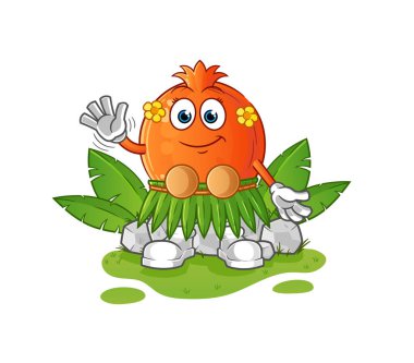 Pomegranate Hawai el sallayan karakteri. çizgi film maskotu vektörü