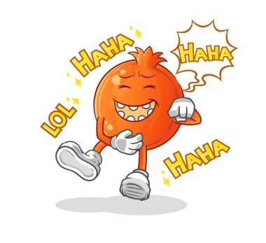 Nar yüksek sesle kahkaha atar. çizgi film maskotu vektörü