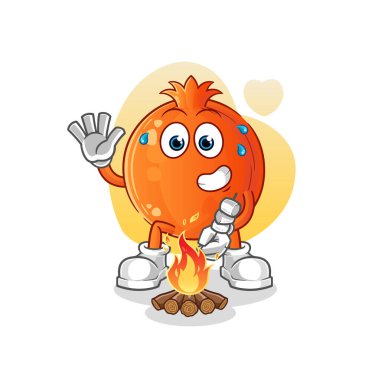 Nar kavrulmuş marşmelov. çizgi film maskotu vektörü