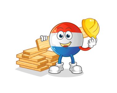 Flaman bayraklı taşıyıcı vektör. çizgi film karakteri