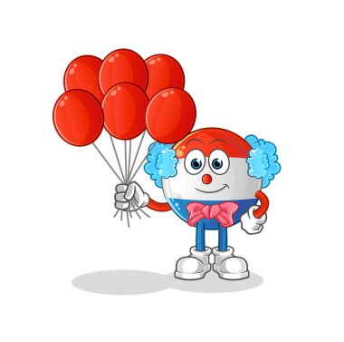 Balon vektörlü Hollandalı bir palyaço. çizgi film karakteri