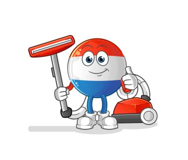 Flaman bayrağı elektrikli süpürgeyle temizlendi. karakter vektörü