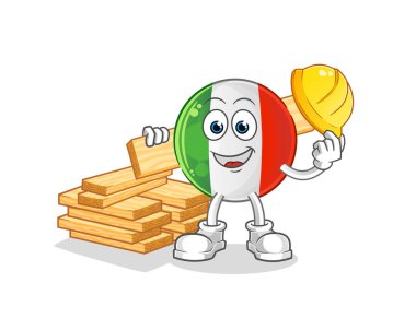 İtalyan bayraklı taşıyıcı vektörü. çizgi film karakteri