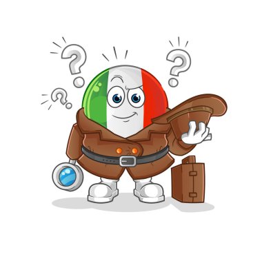 İtalya bayrak dedektifi vektörü. çizgi film karakteri