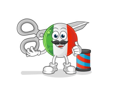 İtalyan bayrağı berber çizgi filmi. çizgi film maskotu vektörü