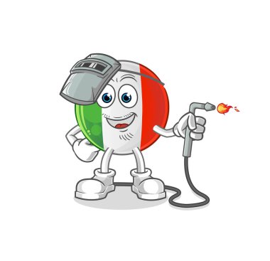 İtalyan bayrak kaynakçısı maskotu. çizgi film vektörü