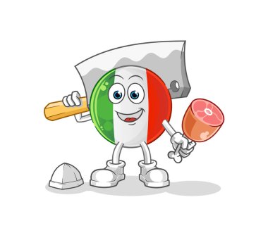 İtalya bayrağı Kasap illüstrasyonu. karakter vektörü