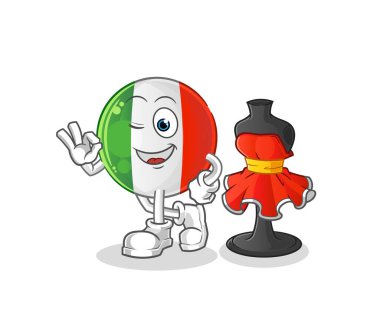 İtalyan bayrağı moda tasarımcısı vektörü. çizgi film karakteri