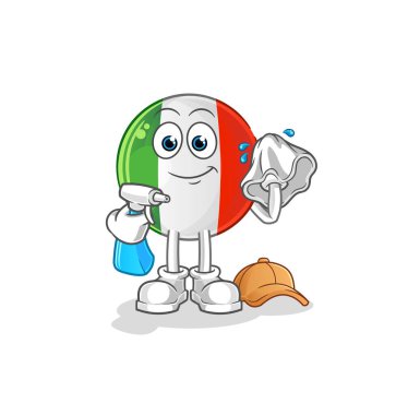 İtalya bayrak temizleyici vektörü. çizgi film karakteri