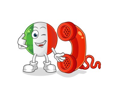 İtalya bayrağı maskotu arıyor. çizgi film vektörü