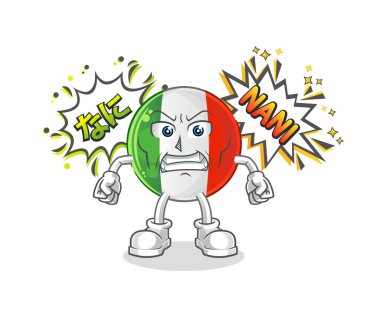 İtalya bayrağı kızgın vektör. çizgi film karakteri