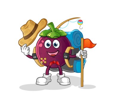 Mangosteen keşif vektörü. çizgi film karakteri