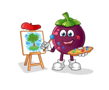 Mangosteen sanatçı maskotu. çizgi film vektörü