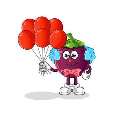 Balon vektörlü bir palyaço. çizgi film karakteri