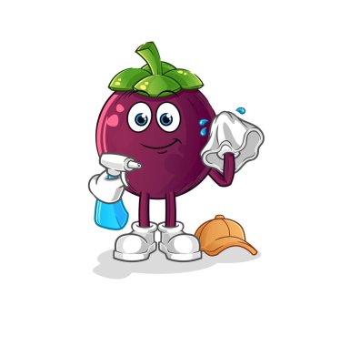 Mangosteen daha temiz vektör. çizgi film karakteri