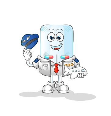 Tıp pilotu maskotu. çizgi film vektörü