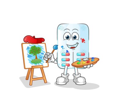 tıp sanatçısı maskotu. çizgi film vektörü