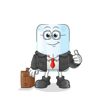 İlaç bürosu işçi maskotu. çizgi film vektörü