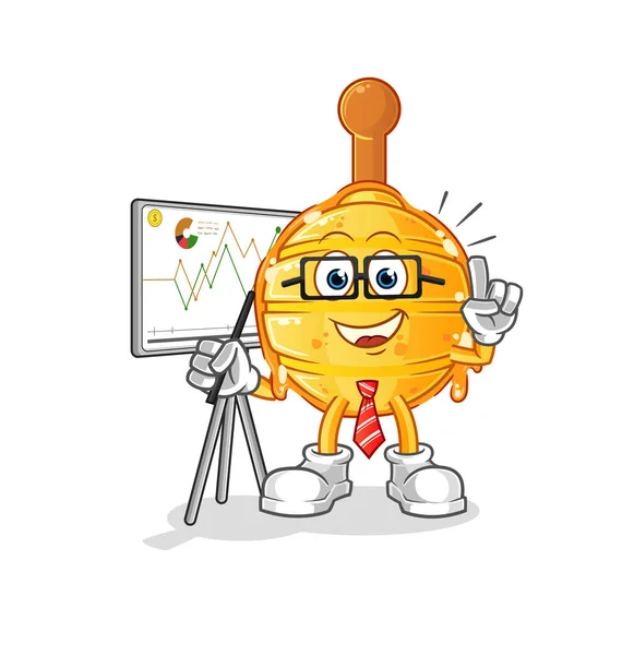 Mel Madeira Personagem Marketing Dipper Vetor Mascote Desenhos Animados — Vetor de Stock
